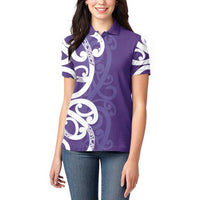Violet Green Maori Women Polo Shirt Koru Kowhaiwhai LT7 - Polynesian Pride