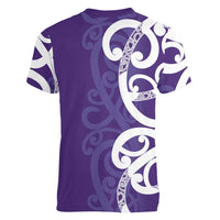 Violet Green Maori Women V-Neck T-Shirt Koru Kowhaiwhai LT7 - Polynesian Pride