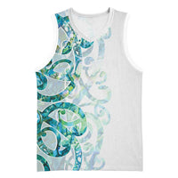 Paua Shell Maori Basketball Jersey Koru Kowhaiwhai LT7 Unisex White - Polynesian Pride