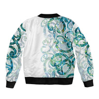 Paua Shell Maori Bomber Jacket Koru Kowhaiwhai LT7 - Polynesian Pride