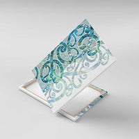 Paua Shell Maori Canvas Wall Art Koru Kowhaiwhai LT7 With Frame White - Polynesian Pride