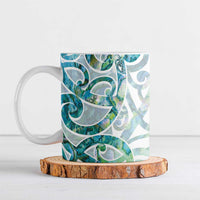 Paua Shell Maori Ceramic Mug Koru Kowhaiwhai LT7 White - Polynesian Pride