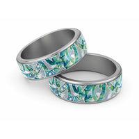 Paua Shell Maori Classic Ring Koru Kowhaiwhai LT7 Sliver White - Polynesian Pride