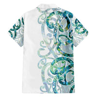 Paua Shell Maori Family Matching Off Shoulder Short Dress and Hawaiian Shirt Koru Kowhaiwhai - Polynesian Pride