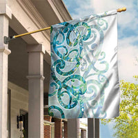Paua Shell Maori Garden Flag Koru Kowhaiwhai LT7 House Flag White - Polynesian Pride