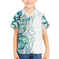 Paua Shell Maori Kid Hawaiian Shirt Koru Kowhaiwhai LT7 Kid White - Polynesian Pride
