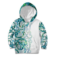 Paua Shell Maori Kid Hoodie Koru Kowhaiwhai LT7 Hoodie White - Polynesian Pride