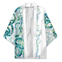 Paua Shell Maori Kimono Koru Kowhaiwhai LT7 Unisex White - Polynesian Pride