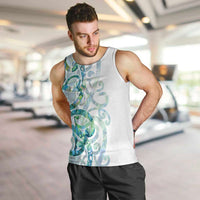 Paua Shell Maori Men Tank Top Koru Kowhaiwhai LT7 White - Polynesian Pride