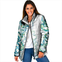 Paua Shell Maori Padded Jacket Koru Kowhaiwhai LT7 Women White - Polynesian Pride
