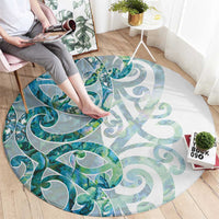 Paua Shell Maori Round Carpet Koru Kowhaiwhai LT7 - Polynesian Pride
