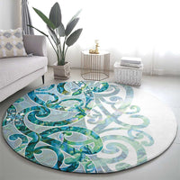 Paua Shell Maori Round Carpet Koru Kowhaiwhai LT7 - Polynesian Pride