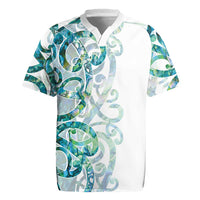 Paua Shell Maori Rugby Jersey Koru Kowhaiwhai LT7 White - Polynesian Pride