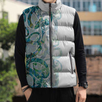 Paua Shell Maori Sleeveless Puffer Jacket Koru Kowhaiwhai LT7 - Polynesian Pride