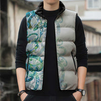 Paua Shell Maori Sleeveless Puffer Jacket Koru Kowhaiwhai LT7 - Polynesian Pride