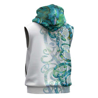 Paua Shell Maori Sleeveless Zip Hoodie Koru Kowhaiwhai LT7 - Polynesian Pride