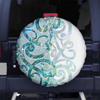 Paua Shell Maori Spare Tire Cover Koru Kowhaiwhai LT7 No hole White - Polynesian Pride