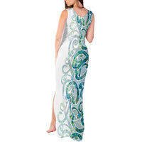 Paua Shell Maori Tank Maxi Dress Koru Kowhaiwhai LT7 - Polynesian Pride
