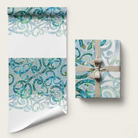 Paua Shell Maori Wrapping Paper Koru Kowhaiwhai LT7 58" × 23" White - Polynesian Pride