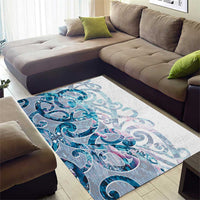 Turquoise Paua Shell Maori Area Rug Koru Kowhaiwhai - Polynesian Pride