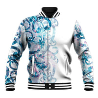 Turquoise Paua Shell Maori Baseball Jacket Koru Kowhaiwhai LT7 Unisex White - Polynesian Pride