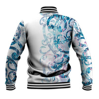 Turquoise Paua Shell Maori Baseball Jacket Koru Kowhaiwhai LT7 - Polynesian Pride