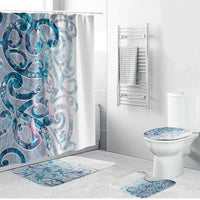 Turquoise Paua Shell Maori Bathroom Set Koru Kowhaiwhai - Polynesian Pride