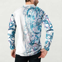 Turquoise Paua Shell Maori Button Sweatshirt Koru Kowhaiwhai LT7 - Polynesian Pride