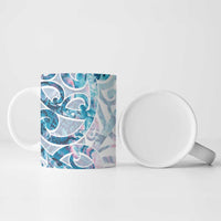 Turquoise Paua Shell Maori Ceramic Mug Koru Kowhaiwhai LT7 - Polynesian Pride