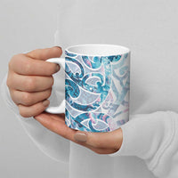 Turquoise Paua Shell Maori Ceramic Mug Koru Kowhaiwhai LT7 - Polynesian Pride
