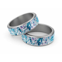 Turquoise Paua Shell Maori Classic Ring Koru Kowhaiwhai LT7 Sliver White - Polynesian Pride