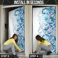 Turquoise Paua Shell Maori Door Cover Koru Kowhaiwhai LT7 - Polynesian Pride