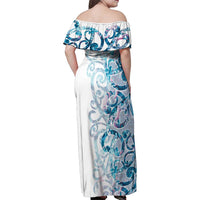 Turquoise Paua Shell Maori Family Matching Off Shoulder Maxi Dress and Hawaiian Shirt Koru Kowhaiwhai - Polynesian Pride