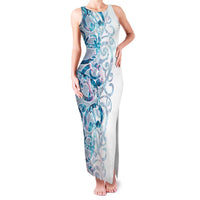 Turquoise Paua Shell Maori Family Matching Tank Maxi Dress and Hawaiian Shirt Koru Kowhaiwhai - Polynesian Pride