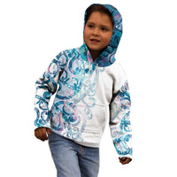 Turquoise Paua Shell Maori Kid Hoodie Koru Kowhaiwhai LT7 - Polynesian Pride