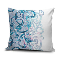 Turquoise Paua Shell Maori Pillow Cover Koru Kowhaiwhai LT7 White - Polynesian Pride