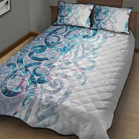 Turquoise Paua Shell Maori Quilt Bed Set Koru Kowhaiwhai - Polynesian Pride