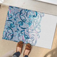 Turquoise Paua Shell Maori Rubber Doormat Koru Kowhaiwhai LT7 - Polynesian Pride