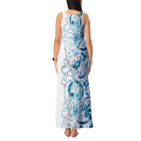 Turquoise Paua Shell Maori Tank Maxi Dress Koru Kowhaiwhai LT7 - Polynesian Pride