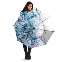 Turquoise Paua Shell Maori Umbrella Koru Kowhaiwhai LT7 - Polynesian Pride