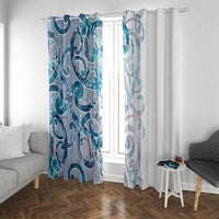 Turquoise Paua Shell Maori Window Curtain Koru Kowhaiwhai - Polynesian Pride