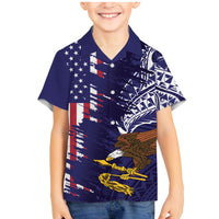 American Samoa Mix US Family Matching Mermaid Dress and Hawaiian Shirt Flag Day Grunge Style LT7 Son's Shirt Blue - Polynesian Pride