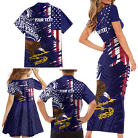 American Samoa Mix US Family Matching Short Sleeve Bodycon Dress and Hawaiian Shirt Flag Day Grunge Style LT7 - Polynesian Pride
