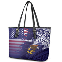 American Samoa Mix US Leather Tote Bag Flag Day Grunge Style LT7 - Polynesian Pride