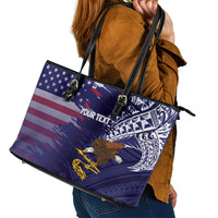 American Samoa Mix US Leather Tote Bag Flag Day Grunge Style LT7 - Polynesian Pride