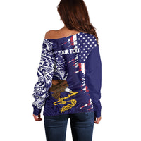 American Samoa Mix US Off Shoulder Sweater Flag Day Grunge Style LT7 - Polynesian Pride