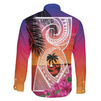 Guam Chamorro Family Matching Long Sleeve Bodycon Dress and Hawaiian Shirt Artsy Latte Stone