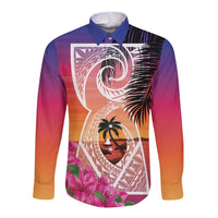 Guam Chamorro Long Sleeve Button Shirt Artsy Latte Stone