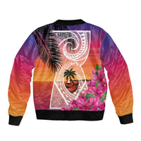 Guam Chamorro Sleeve Zip Bomber Jacket Artsy Latte Stone