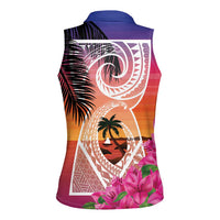 Guam Chamorro Women Sleeveless Polo Shirt Artsy Latte Stone LT7 - Polynesian Pride